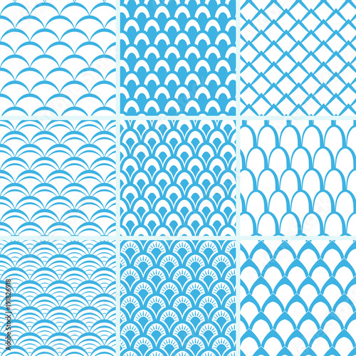 Vector set of seamless pattern scales