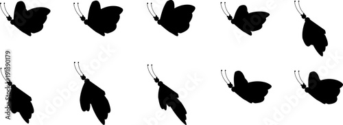 animation sprite sheet, loop animation, butterfly, flying animation, silhouette, animation frames,