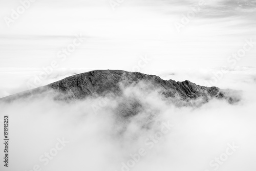Grib Goch ridge peeking through the clouds, Snowdonia