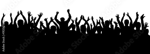 Applause crowd silhouette, cheerful people. Concert, party. Funny cheering, isolated vector