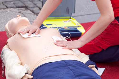 CPR course using automated external defibrillator device - AED