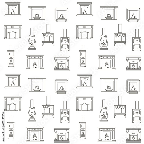 Seamless Pattern with Fireplaces.