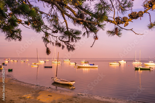 plage du Bassin d'Arcachon au soleil couchant