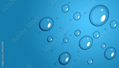 Wassertropfen Illustration mit Reflektionen auf blauem Hintergrund