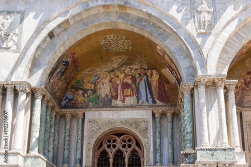  St. Mark's Basilica, Detail of Byzantine architecture, Venice, Italy 