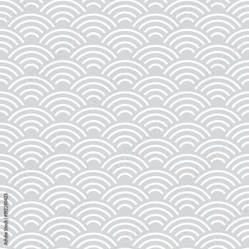 seamless pattern abstract scales simple seamless pattern Nature background with japanese wave circle pattern pastel colors on light gray background. Vector illustration illustration