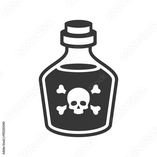 Glass Poison Bottle Icon on White Background. Vector