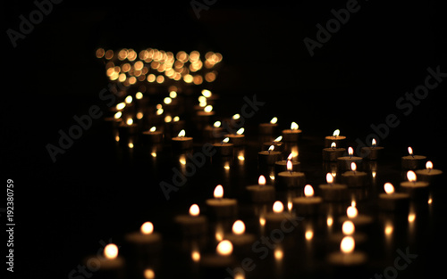 Candles light - path made of candles at night