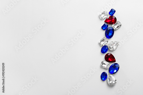 Precious jewels on white background