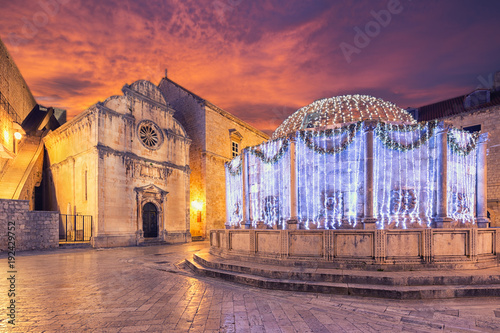 Onofrio's fountain in Dubrovnik. Croatia.