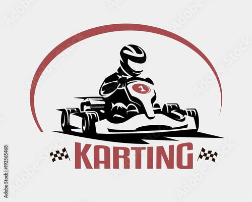 karting race vector symbol, logo or emblem template