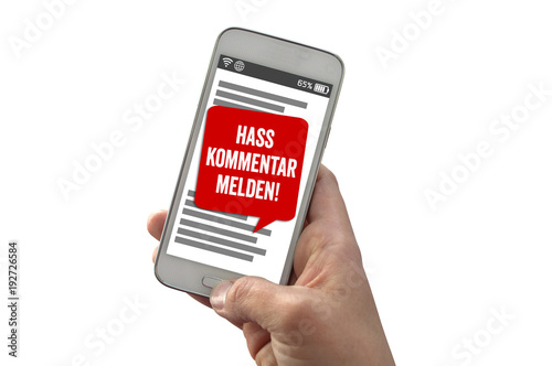 Smartphone Handy Hasskommentar melden Hatespeech