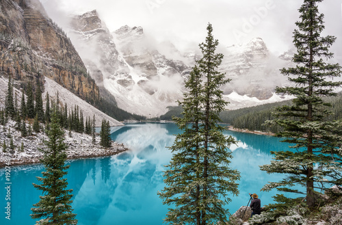 Autumn Snow at Lake Moraine in Banff National Park