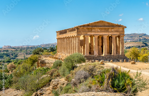 Temple of Concordia, located in the park of the Valley of the Temples in Agrigento, Sicily, Italy