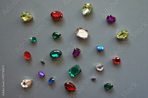 Colorful glamour shiny stones sparkling jewelry glitters gems frame background