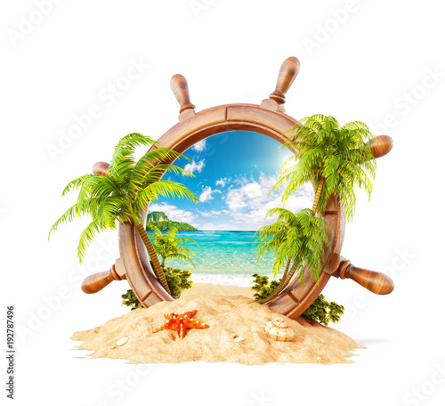 Tropical landscape in a helm