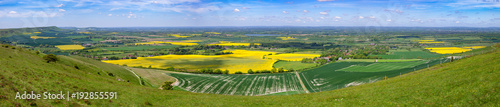 Summer fields panorama South Downs Sussex Southern England UK