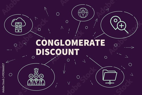 Business illustration showing the concept of conglomerate discount