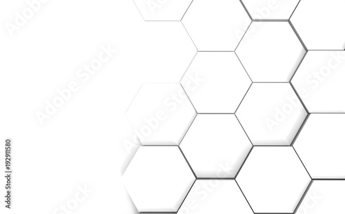 Abstract hexagonal futuristic white surface. 3d illustration