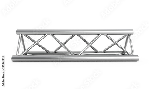 Steel truss girder rooftop construction with outdoor festival stage. 3d render podium isolated on white.