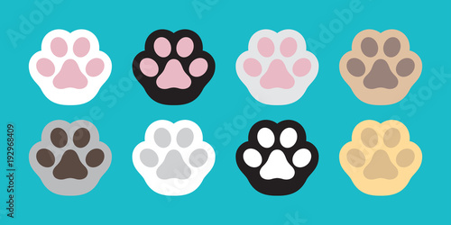 Cat paw vector dog paw icon logo cat breed doodle illustration character cartoon