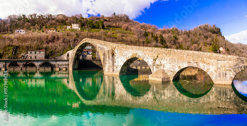 Ponte della Maddalena- picturesque scenery with ancient bridge in the Italian province of Lucca