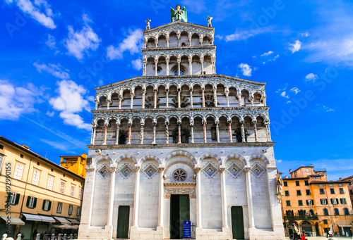 basilica "San Michele in Foro" -important religious site in Lucca.Tuscany, Italy