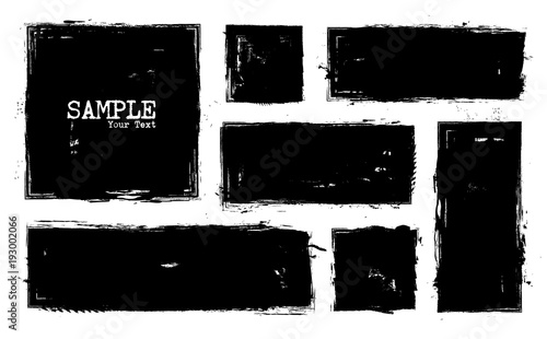 Grunge style set of square and rectangle shapes . Vector