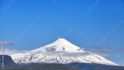 Panoramic view of the Villarrica volcano, Chile. 