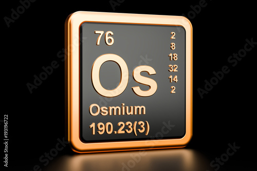 Osmium Os chemical element. 3D rendering