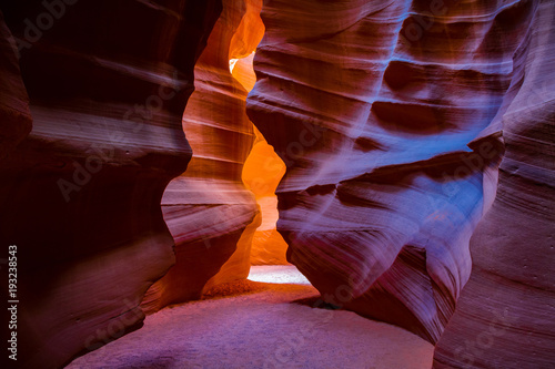 Magnificent colorful vertical shot of a slot canyon in Lower Antelope Canyon in Arizona USA.