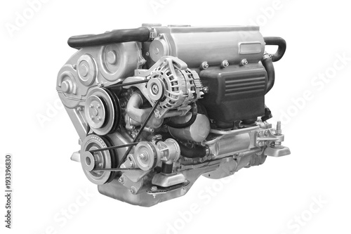 The image of an engine under the white background