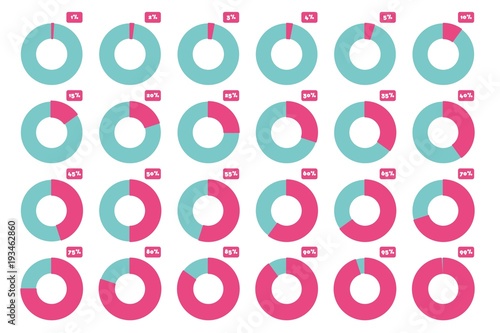 Shares circle diagram vector icons chart percentage image for infographics web graphics clip art