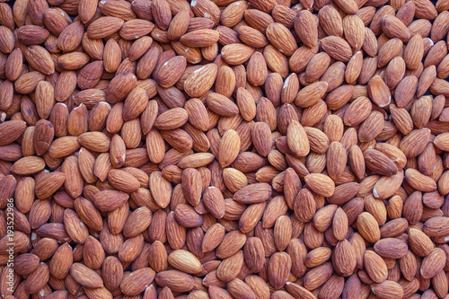 Long nuts of almonds.