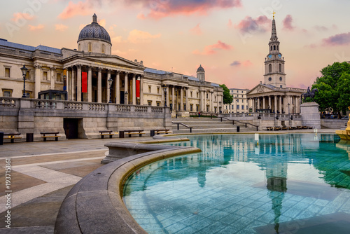 Trafalgar square, London, England, on sunrise