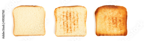 Collage of toast breads on white background