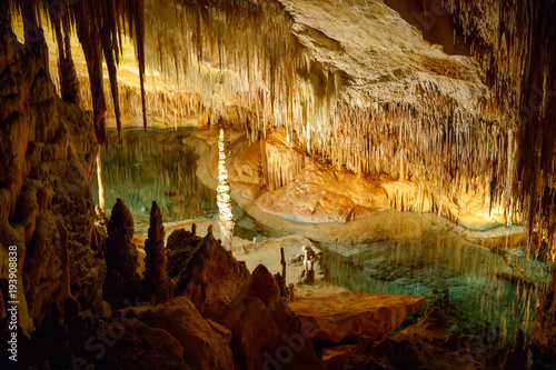 Dragon caves on Majorca, Spain. Beautiful nature caves on Mallorca, Balearic island. Popular tourist destination