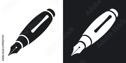 Vector ink pen icon. Two-tone version on black and white background