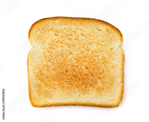 Slighty Golden Toast on a White Background