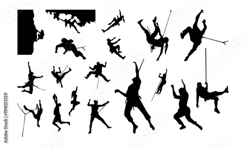 Set of Climber Silhouette vector illustration