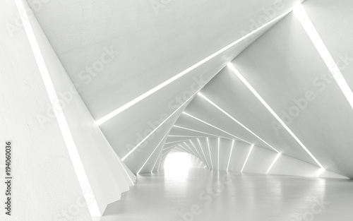 Abstract white twisted corridor, 3d rendering