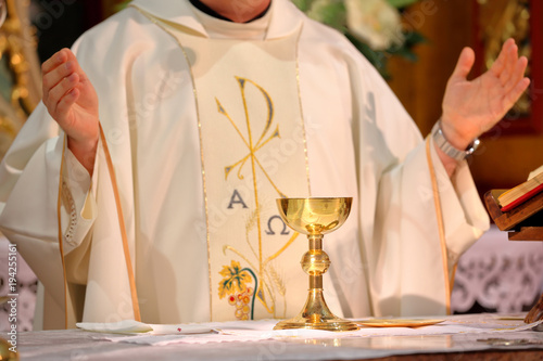 Priest celebrate mass at the church