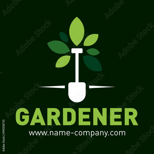 logo paysagiste jardinier pelle arbre