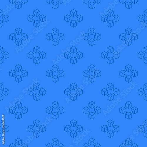 Blockchain blue pattern - vector seamless texture