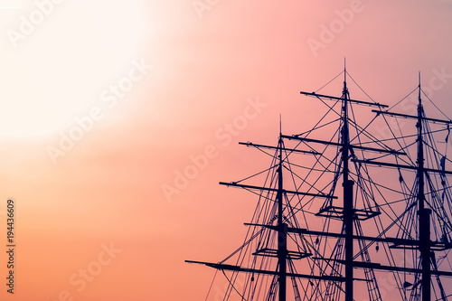 A part of a sailing ship, the masts of a ship, the sea