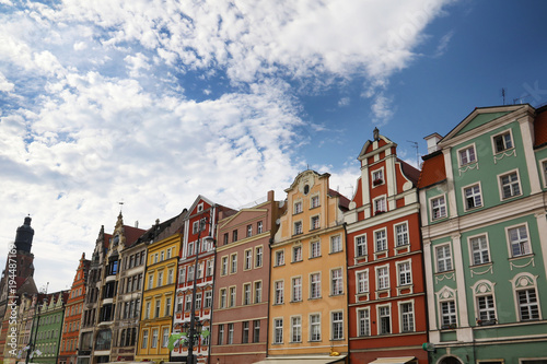 An old city in the center of Wroclaw with colorfull buildings
