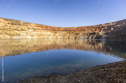 At the bottom of a crater