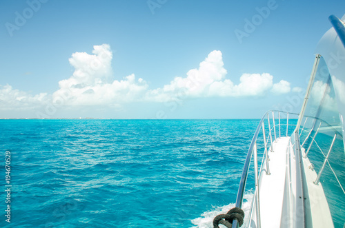 Yacht traveling on cancun sea