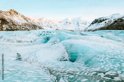 vatnajokull glacier frozen on winter season, iceland
