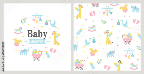 Baby Shower card. Vector illustration